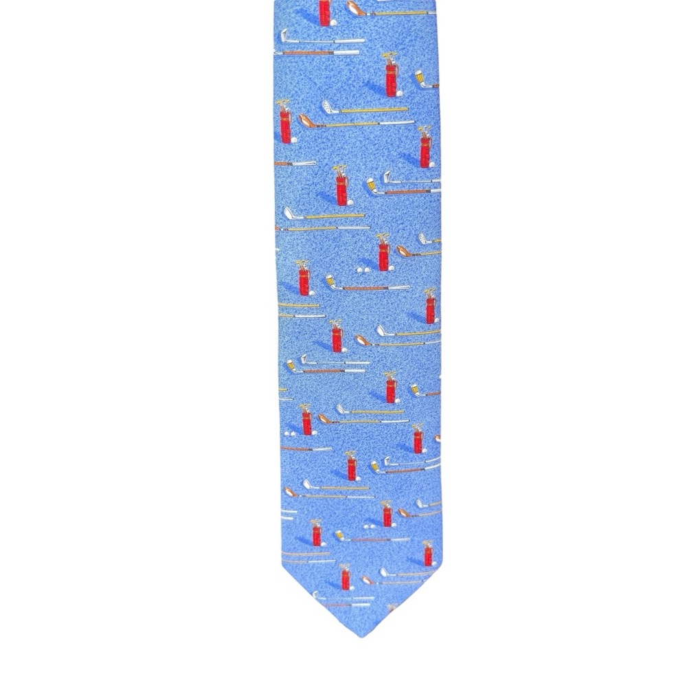 Dunhill Men's Neck Tie 100% Silk Golf Motif Made In Italy - Picture 8 of 8